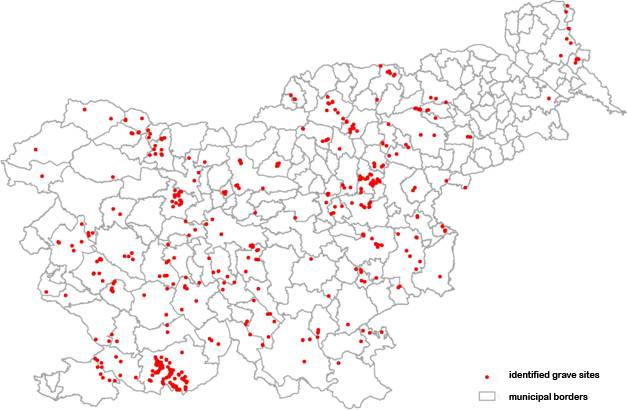 Map of discovered grave sites